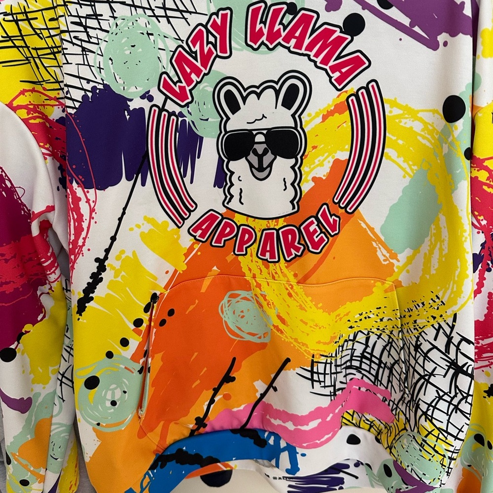 Lazy Llama Apparel Colorful Graphic Hoodie